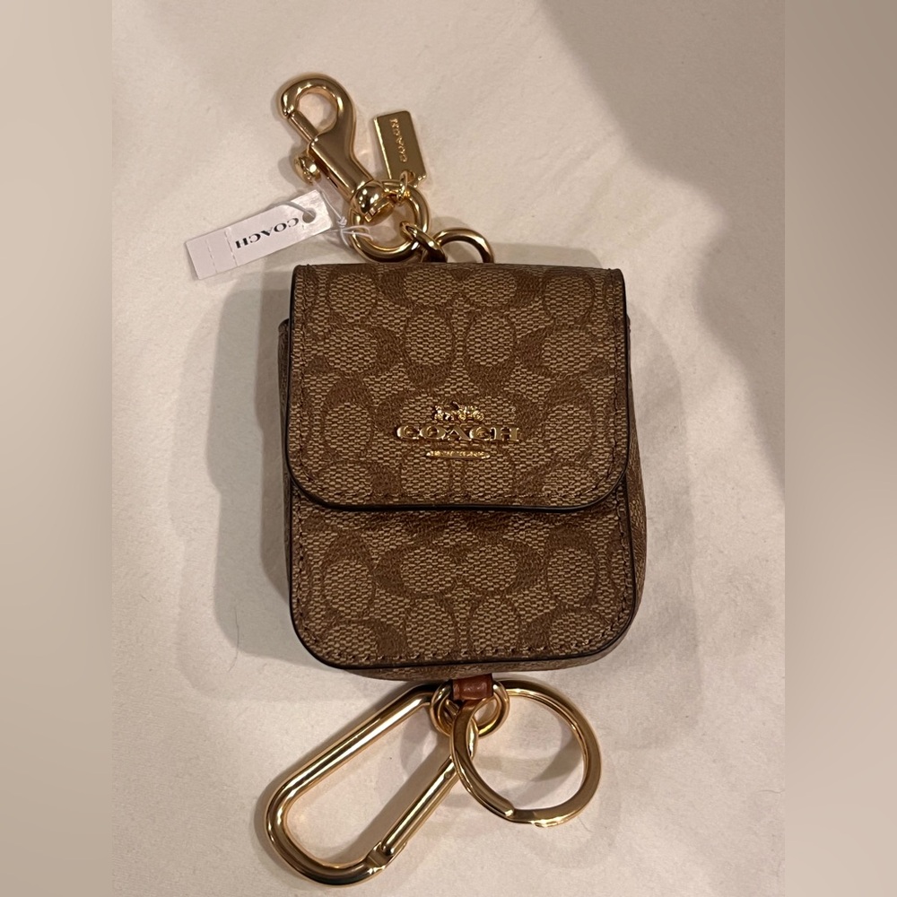 Coach Tan Monogram key chain Pouch